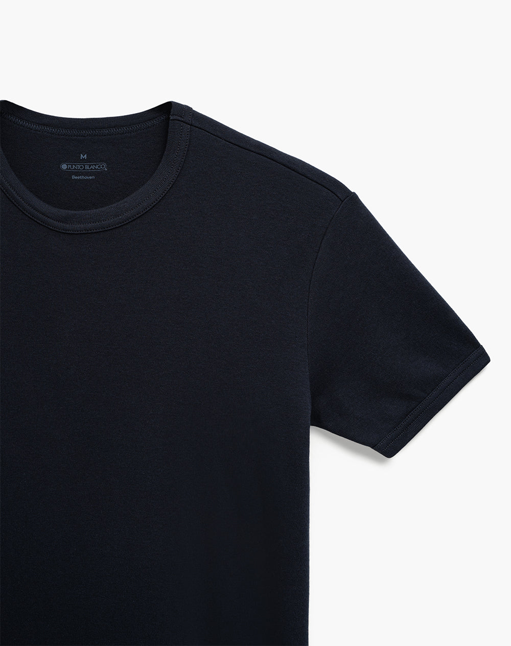 Camiseta slim algodón manga corta azul hombre