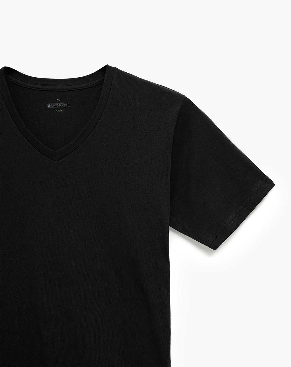 Camiseta slim manga corta negra hombre