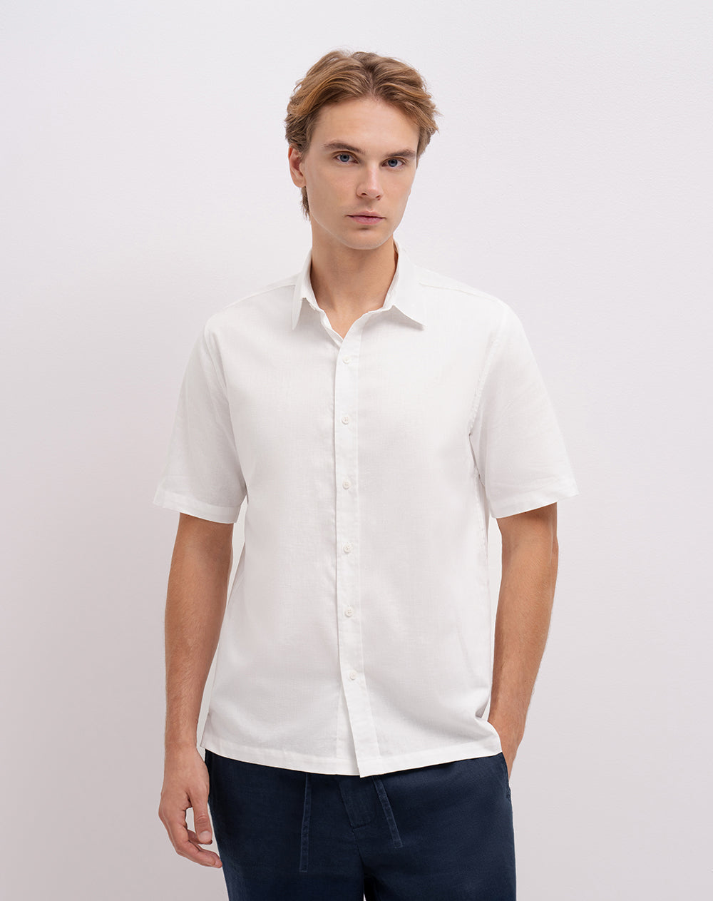 Camisa manga corta regular habana hombre