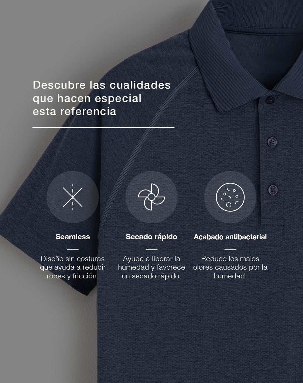 Polo deportiva seamless azul hombre