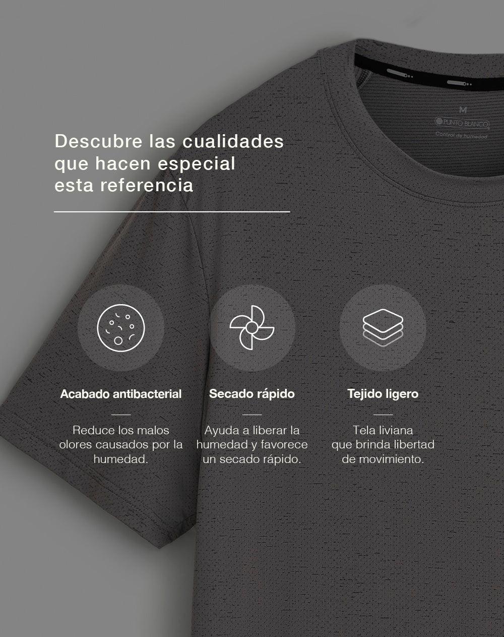 Camiseta deportiva control humedad gris hombre