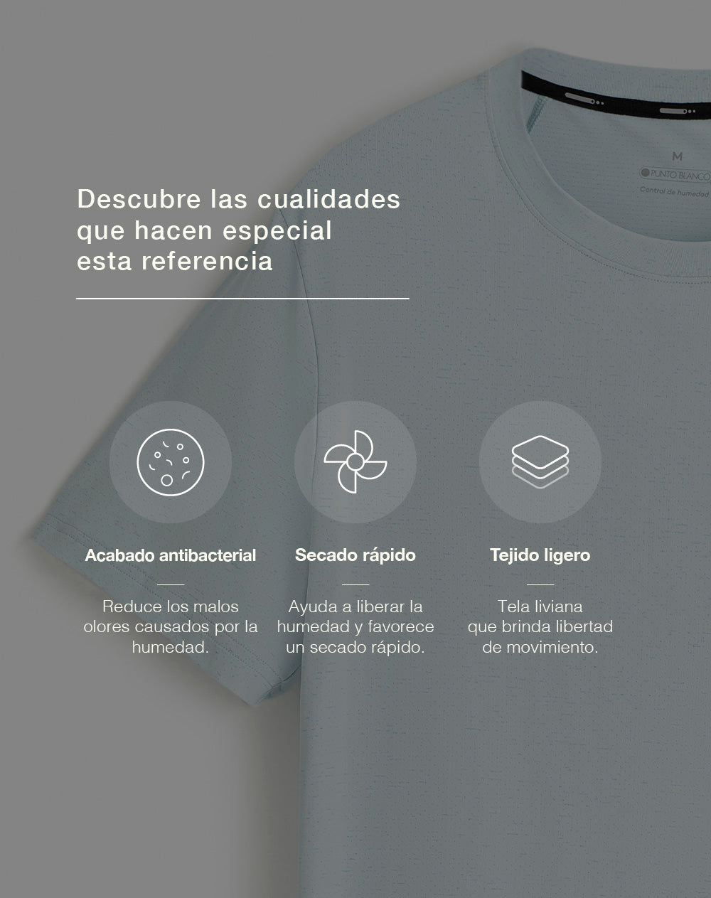 Camiseta deportiva control humedad azul hombre