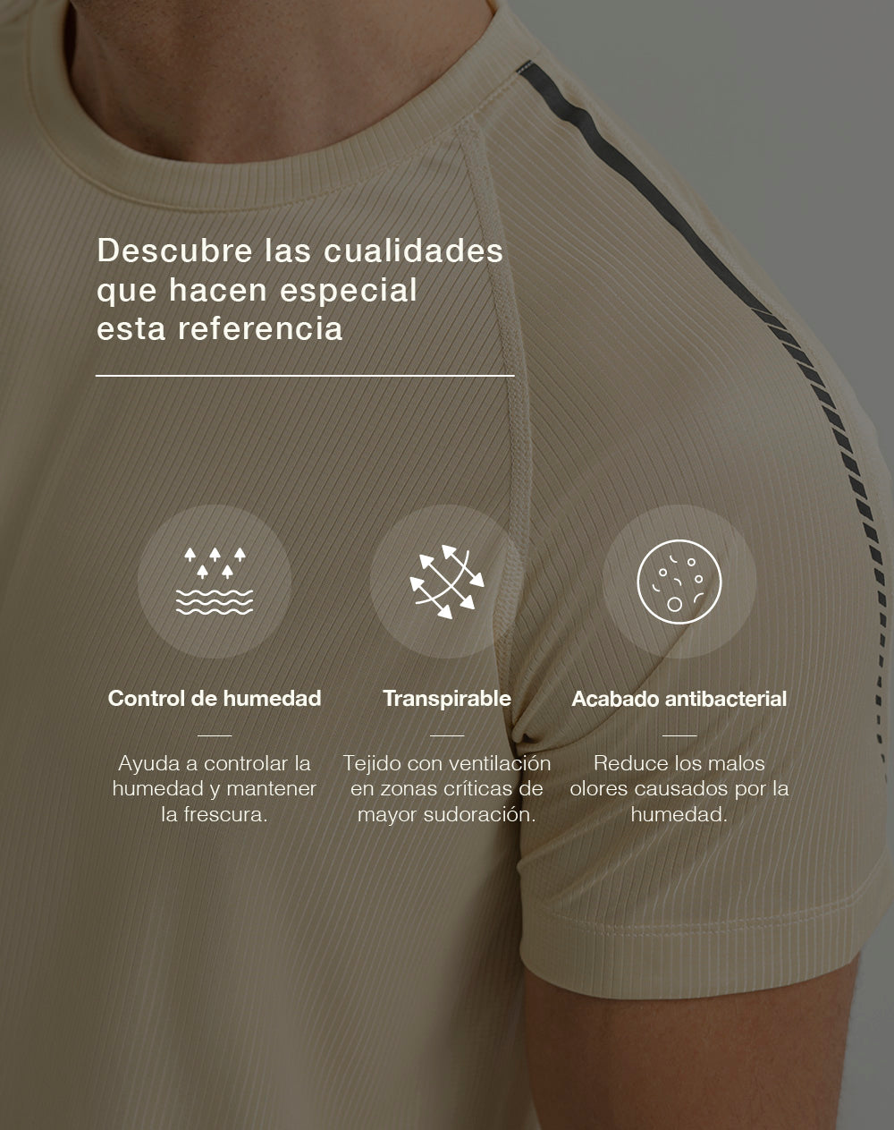 Camiseta deportiva control humedad amarilla hombre