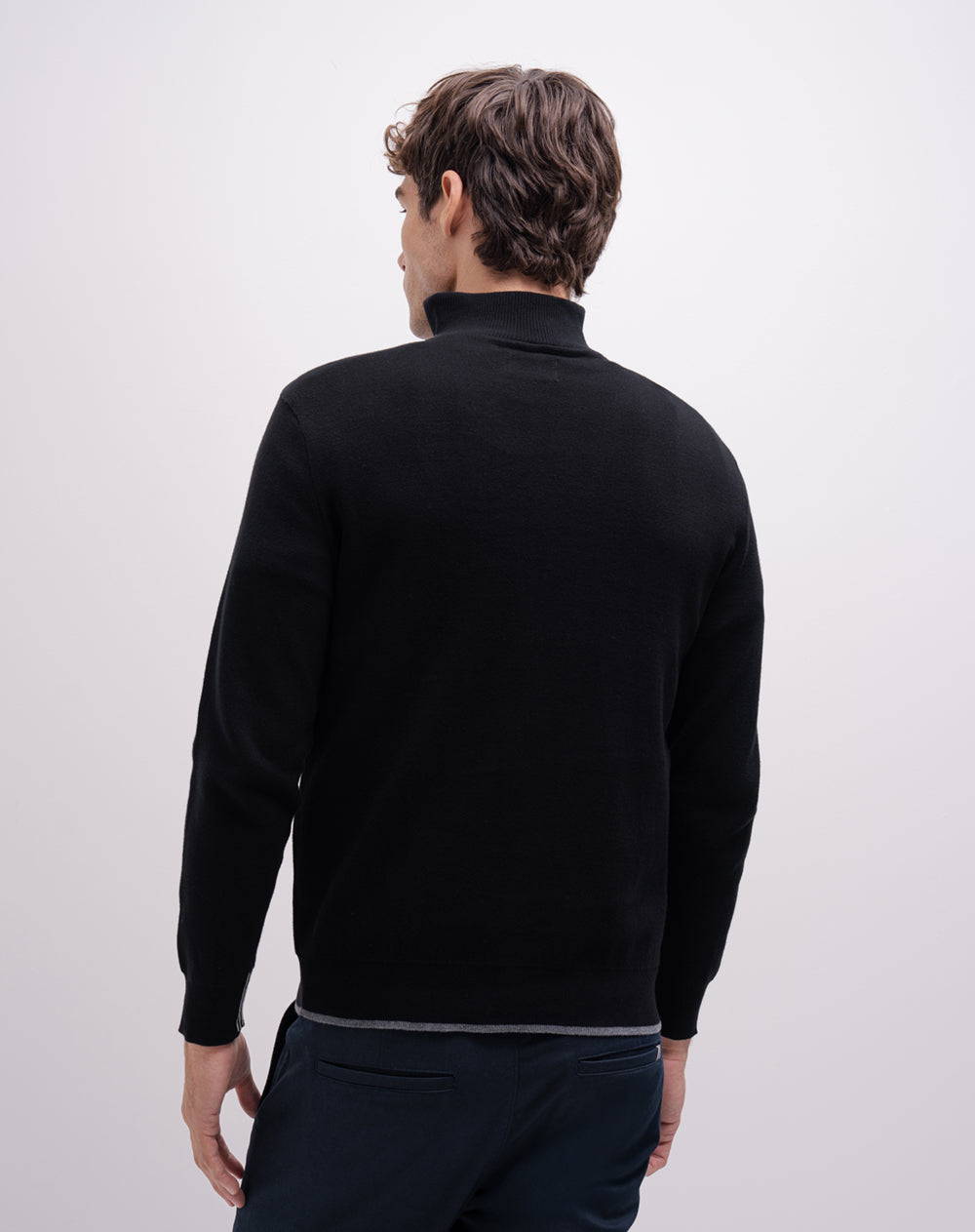 Buzo regular tejido de punto algodón negro hombre