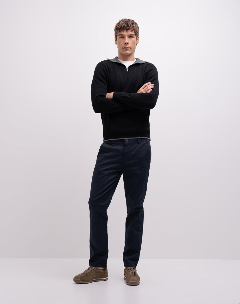 Buzo regular tejido de punto algodón negro hombre