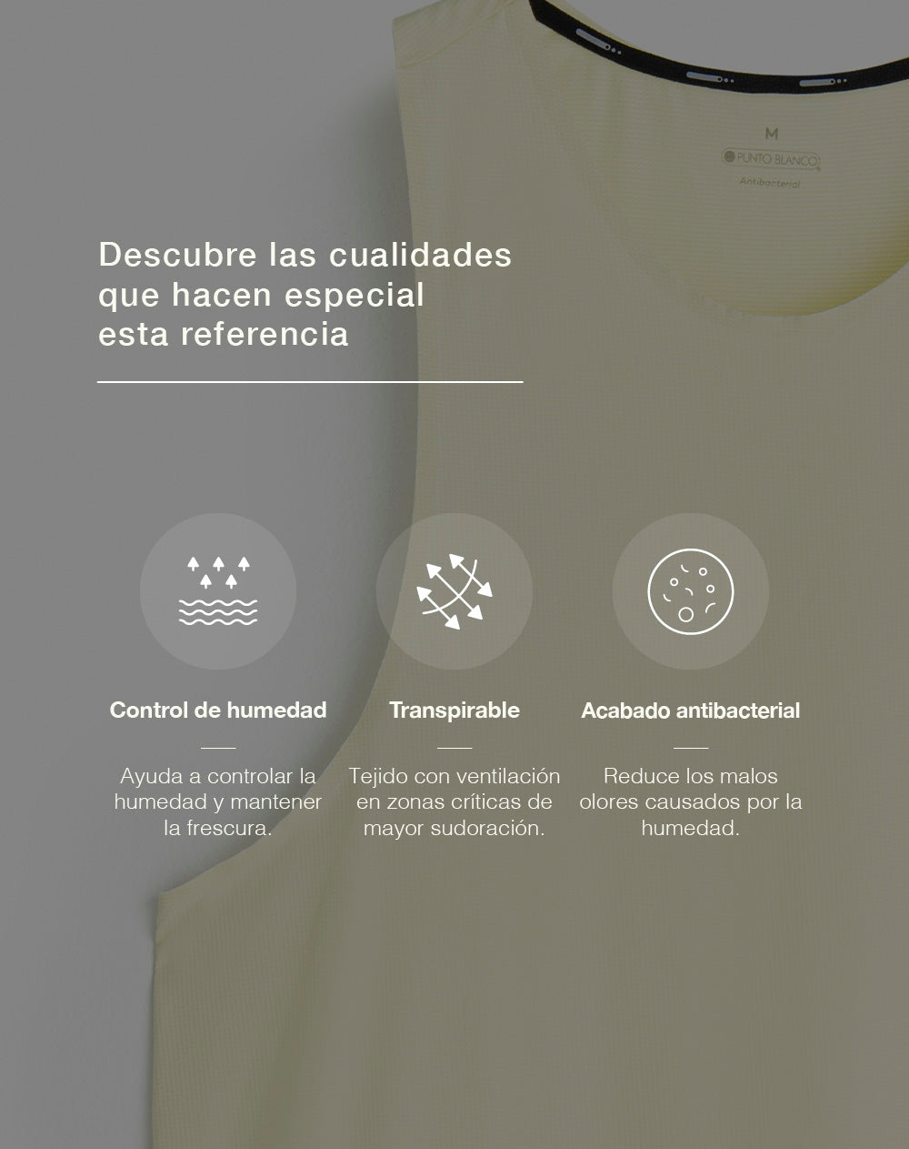 Camisilla deportiva control humedad amarilla humedad