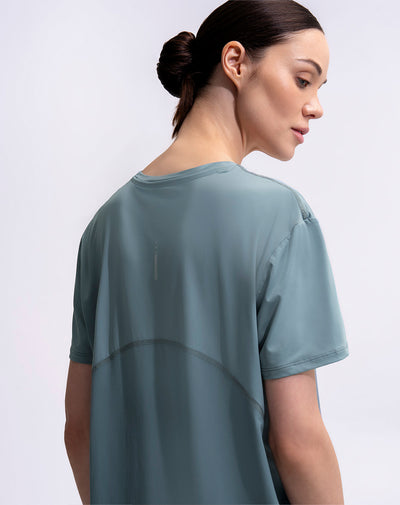 Camiseta deportiva control humedad verde mujer