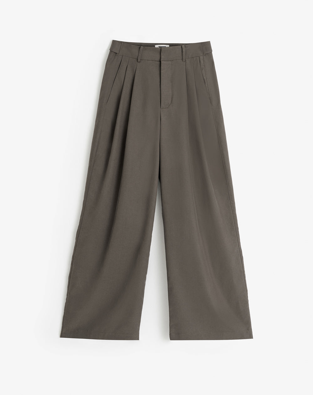 Pantalón wide leg tiro alto café mujer