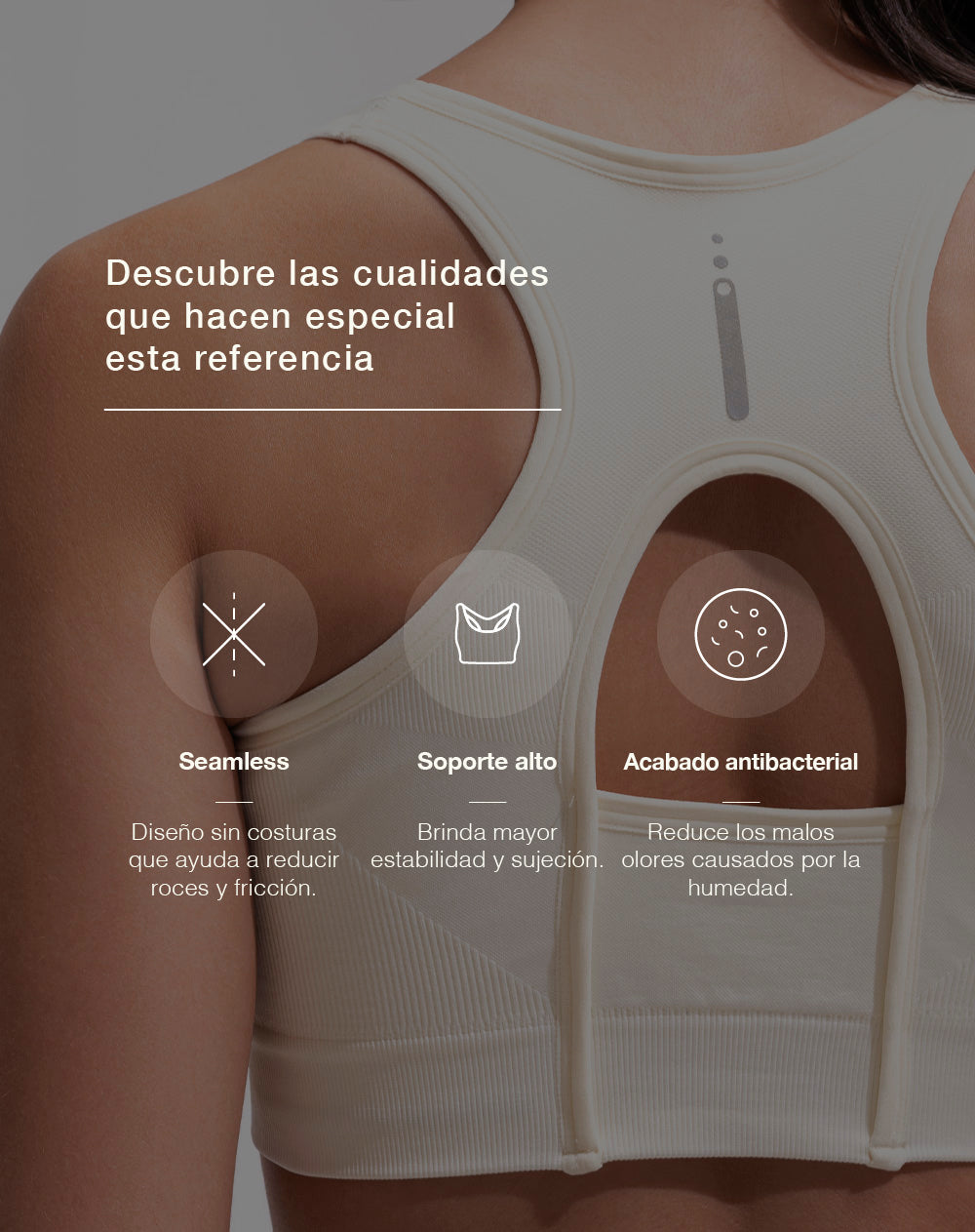 Top deportivo soporte alto seamless blanco