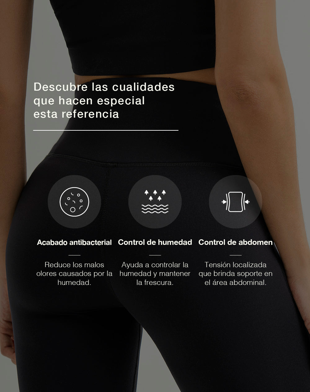 Pantalón deportivo control abdomen negro mujer