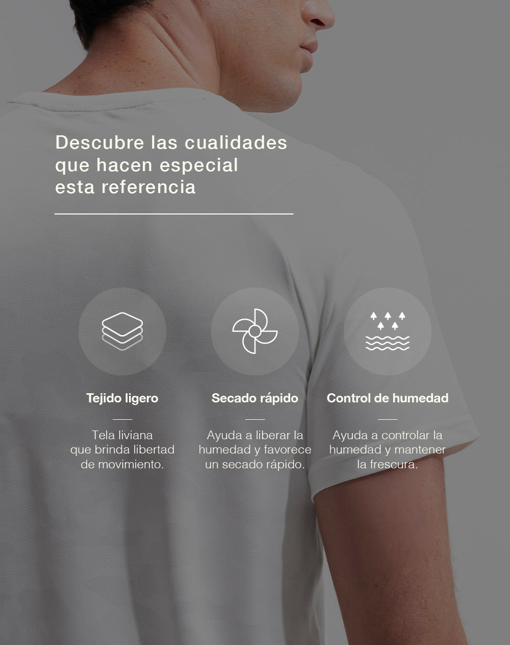 Camiseta deportiva secado rápido blanca hombre