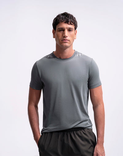 Camiseta deportiva control humedad gris hombre