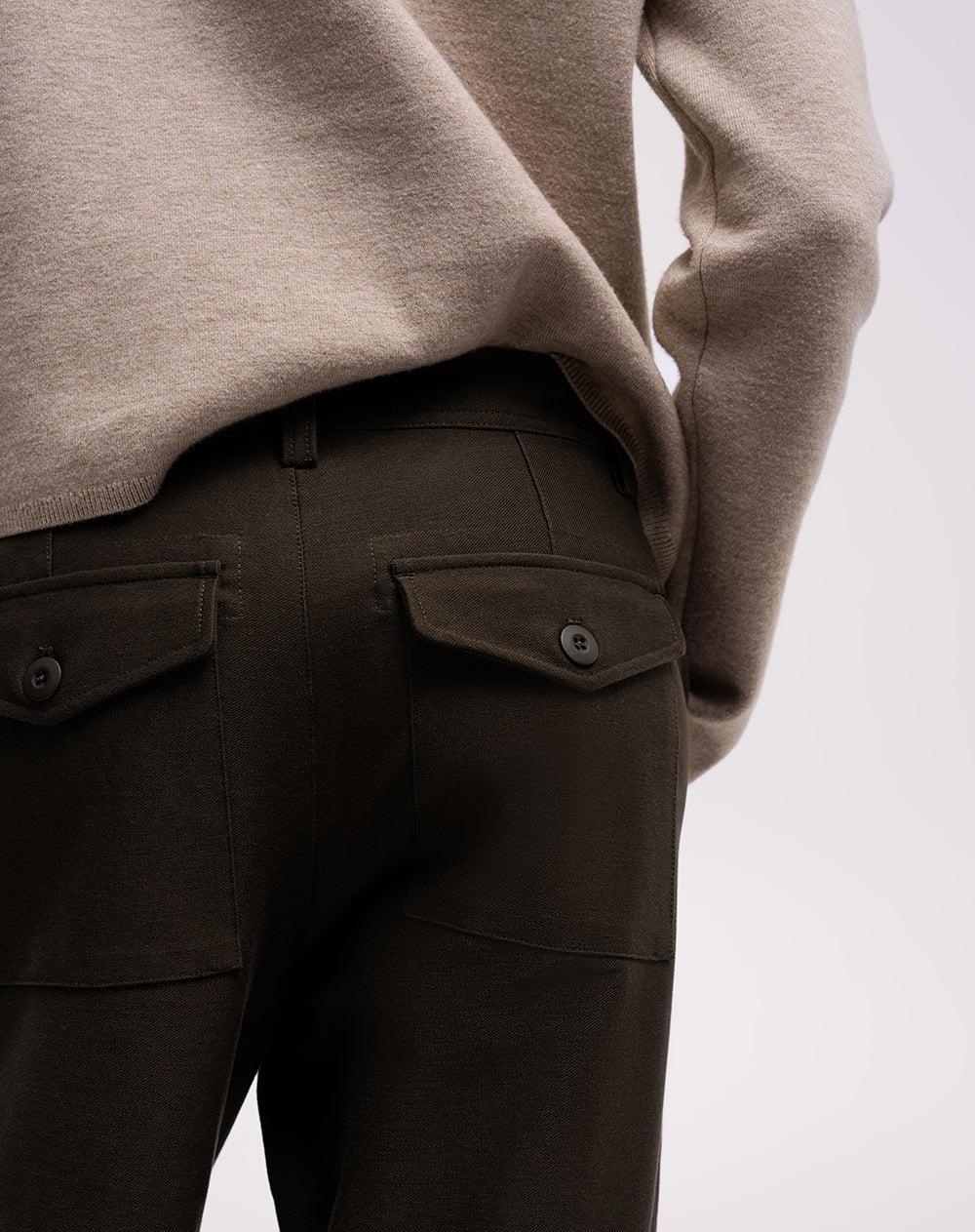 Pantalón wide leg tiro alto drill café mujer