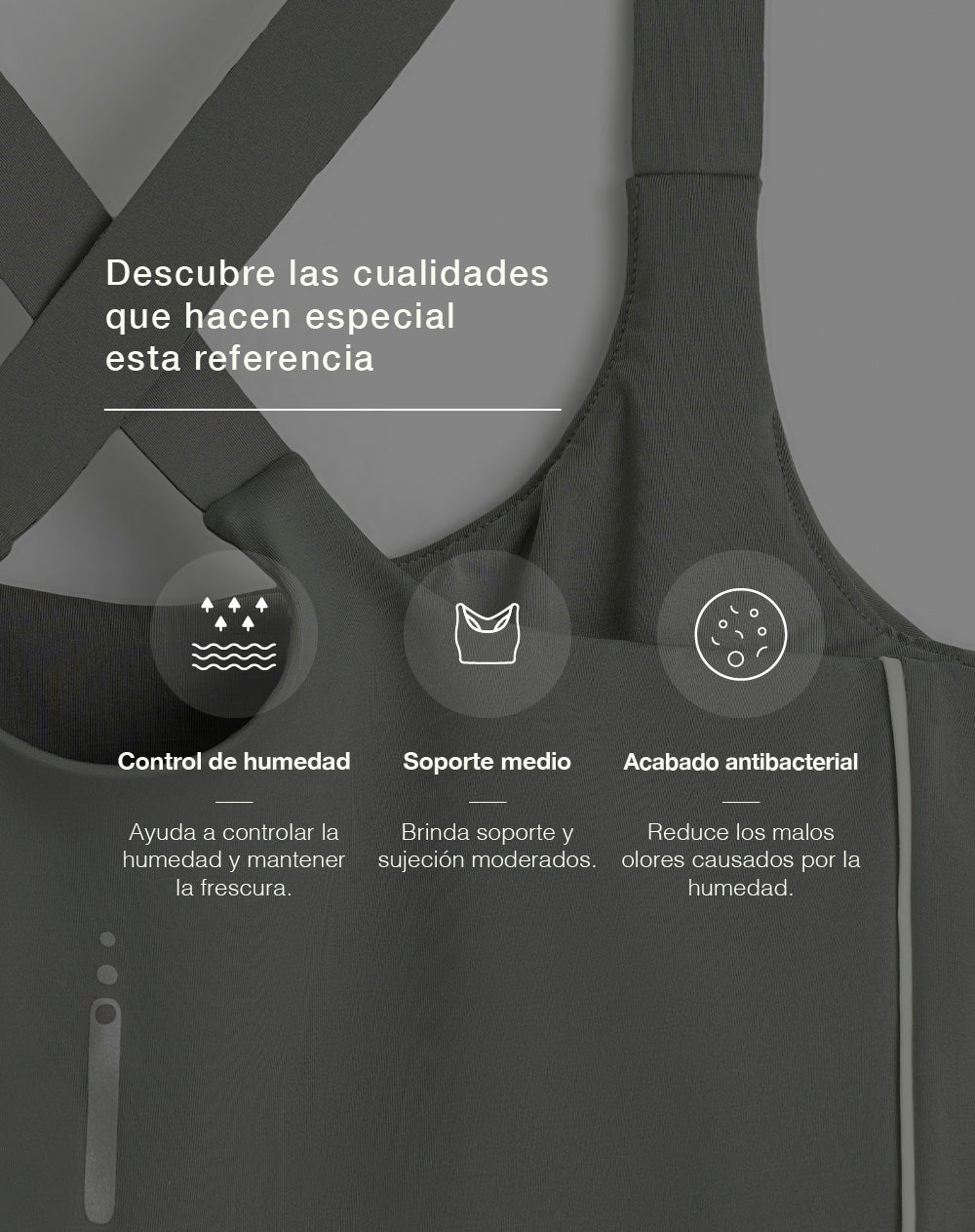 Top deportivo soporte medio control humedad verde