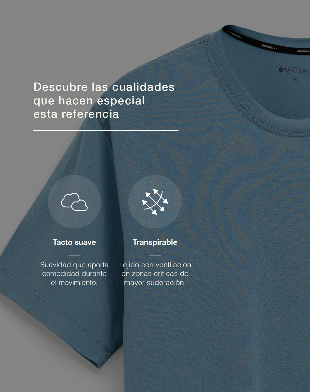 Camiseta deportiva tacto frío azul hombre