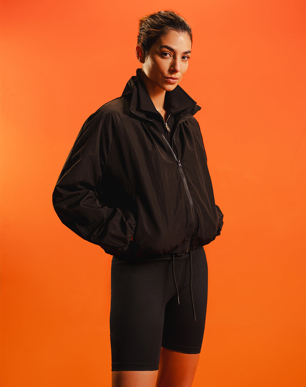 Chaqueta deportiva oversize negra mujer