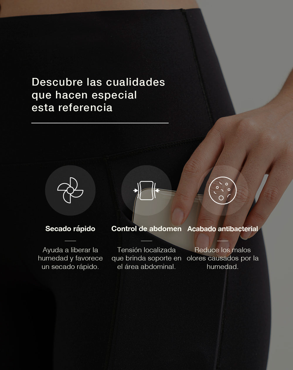 Legging deportivo control abdomen negro mujer