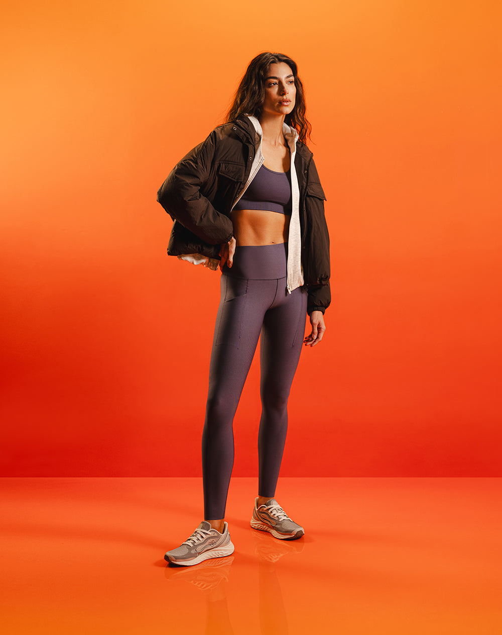 Legging deportivo control abdomen morado mujer