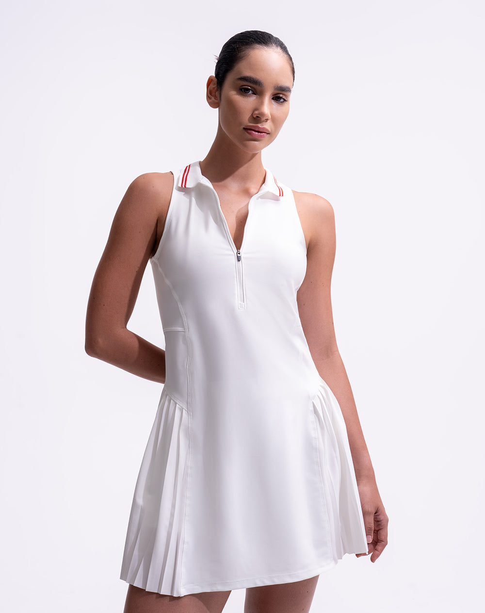 Vestido deportivo cuello tipo polo blanco mujer