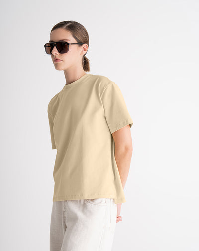 Camiseta regular algodón amarilla mujer