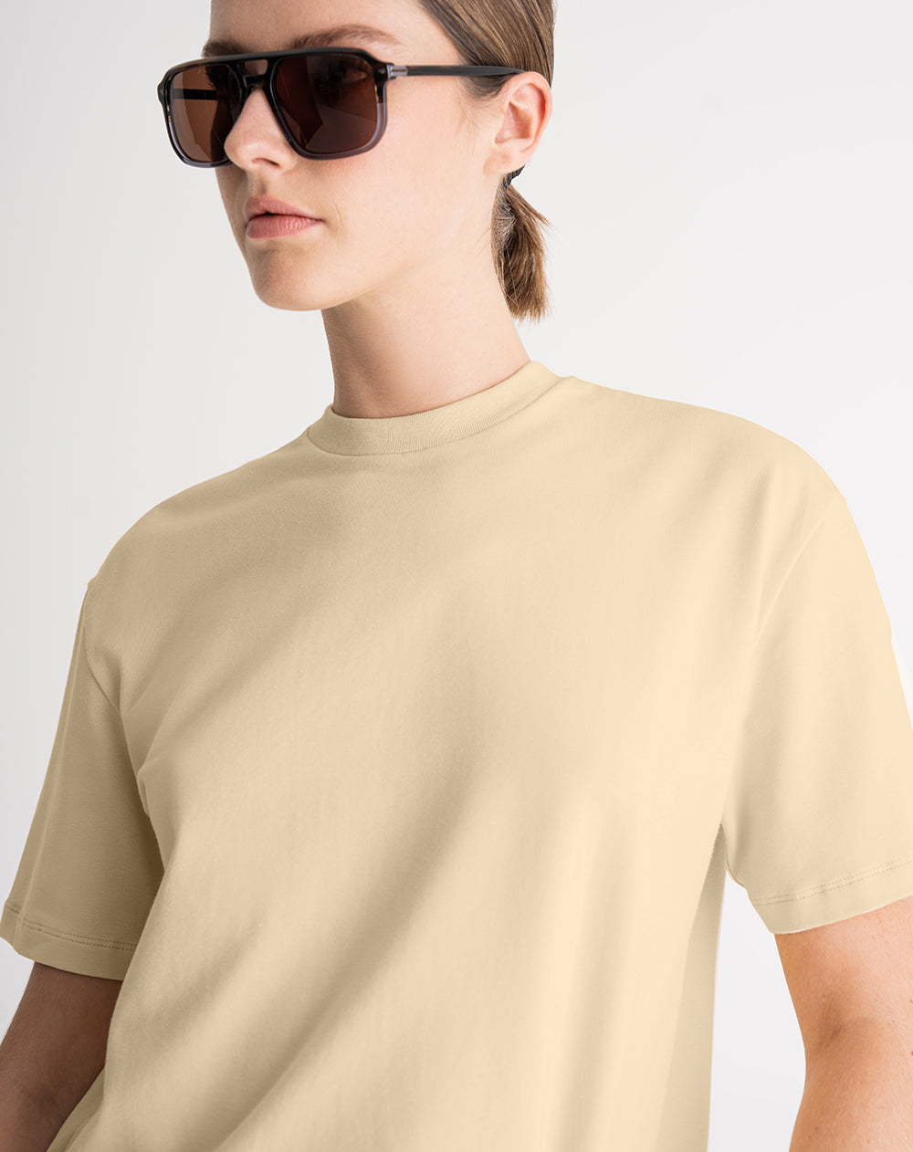 Camiseta regular algodón amarilla mujer