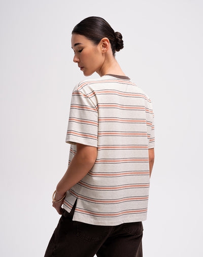 Camiseta regular algodón rayas mujer