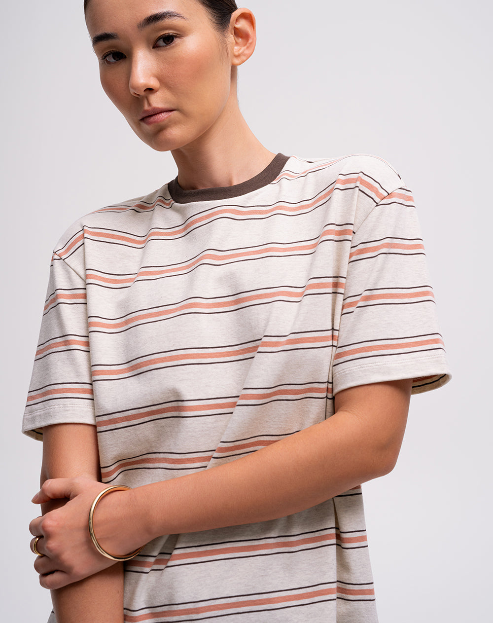 Camiseta regular algodón rayas mujer