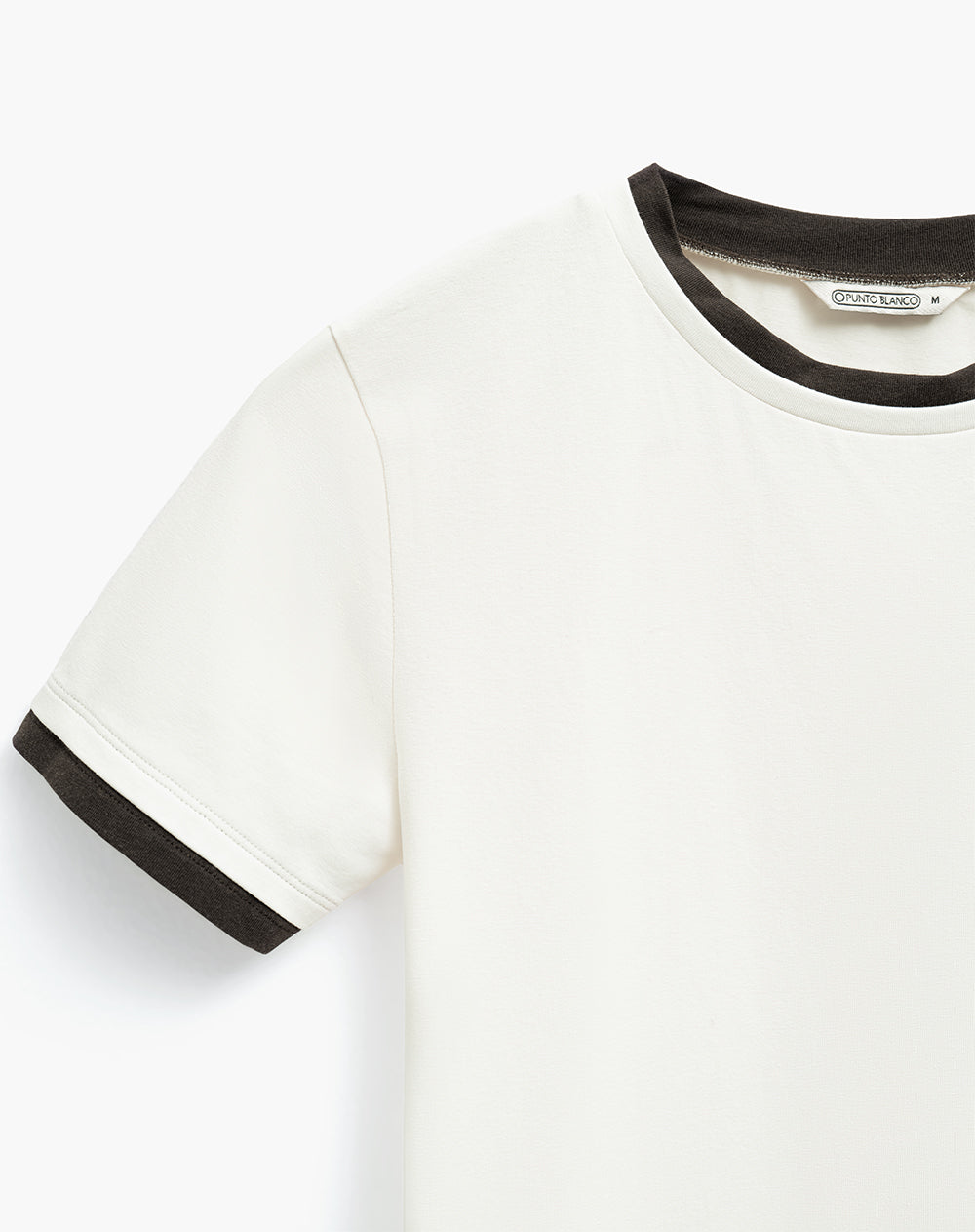 Camiseta slim fit manga corta crema