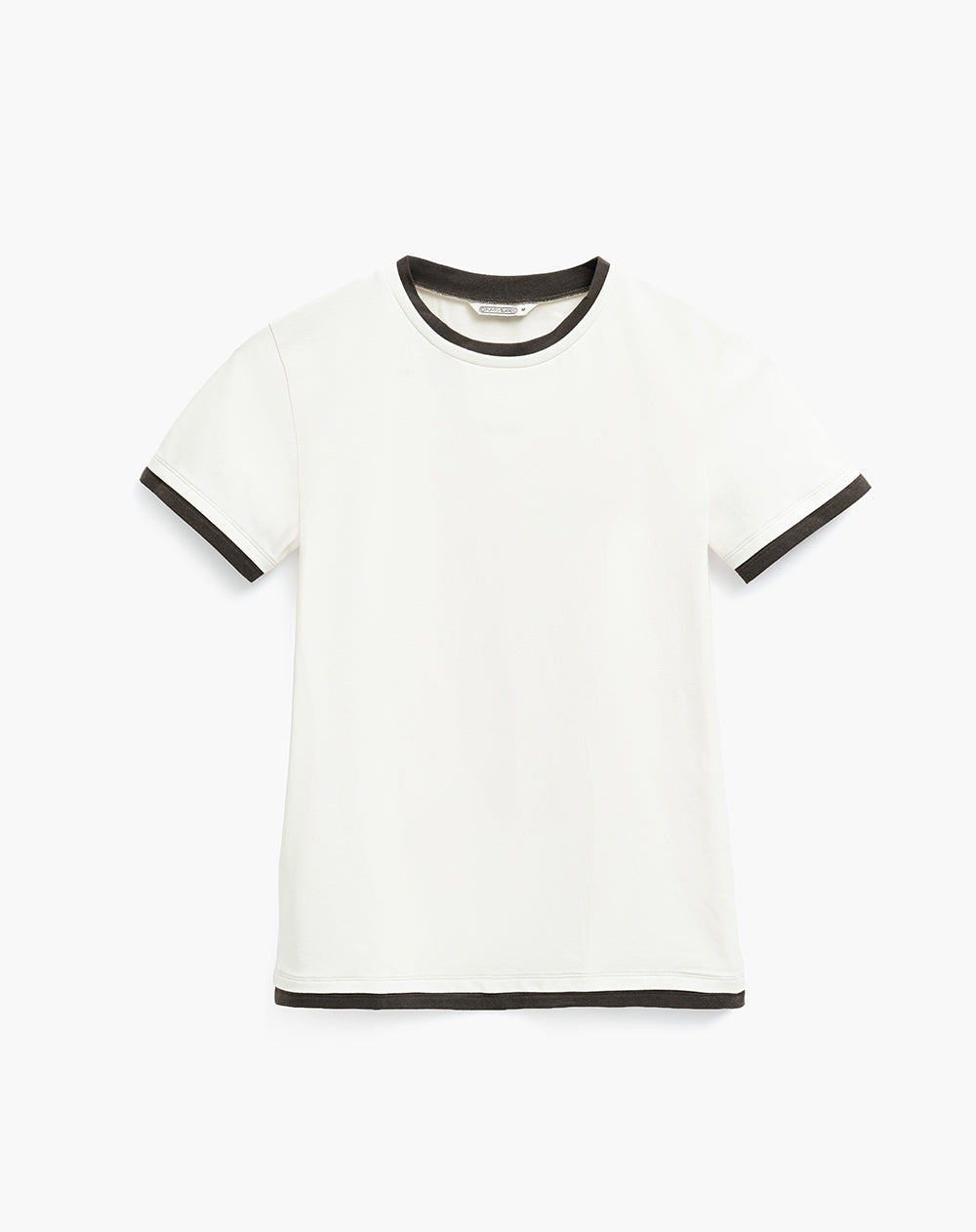 Camiseta slim tejido de punto crema mujer