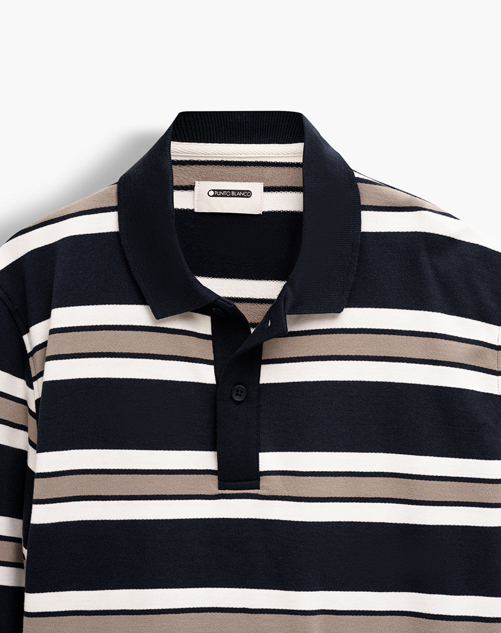 Buzo regular tipo polo azul con rayas hombre