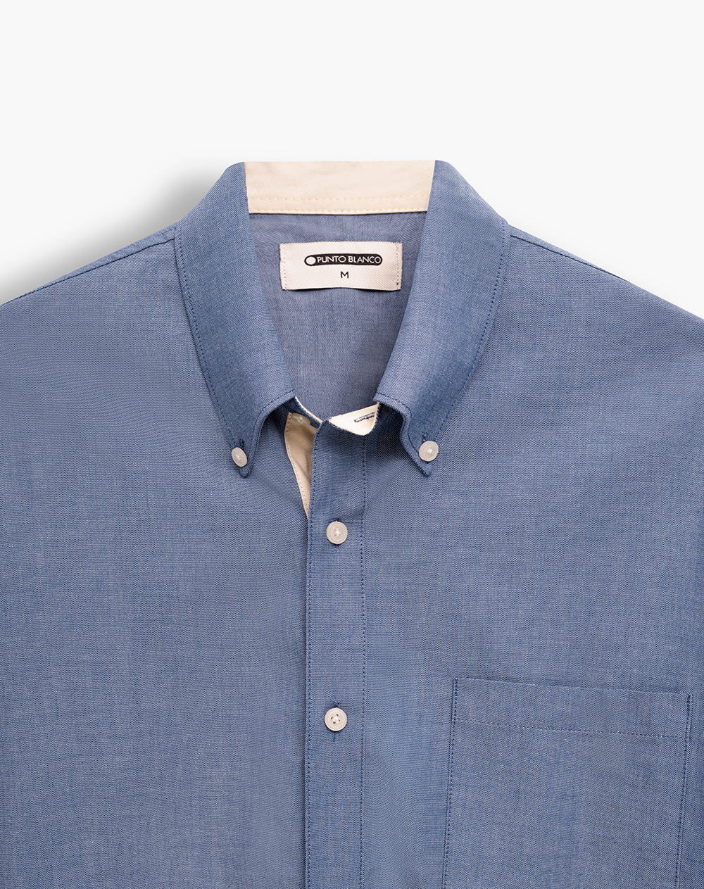 Camisa regular manga larga azul hombre