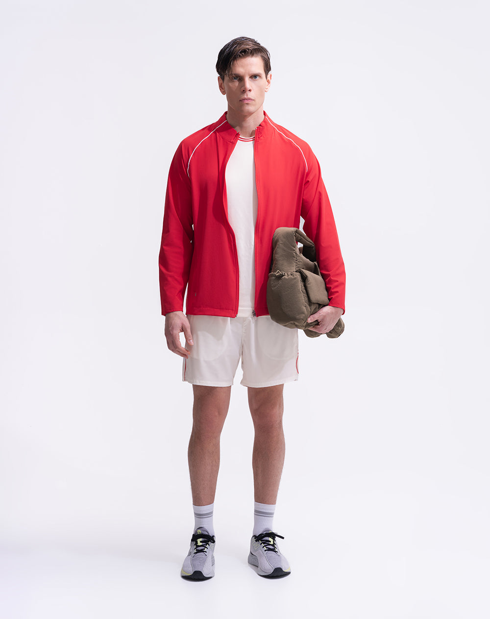 Chaqueta deportiva regular en tela liviana rojo hombre