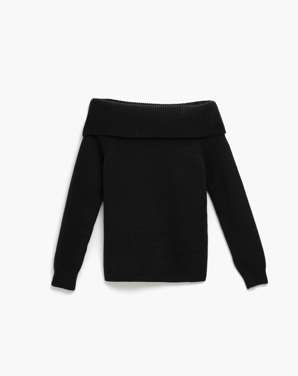 Buzo slim tejido de punto off shoulder negro mujer