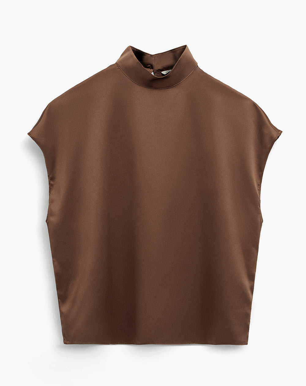 Blusa loose cuello mock neck café mujer
