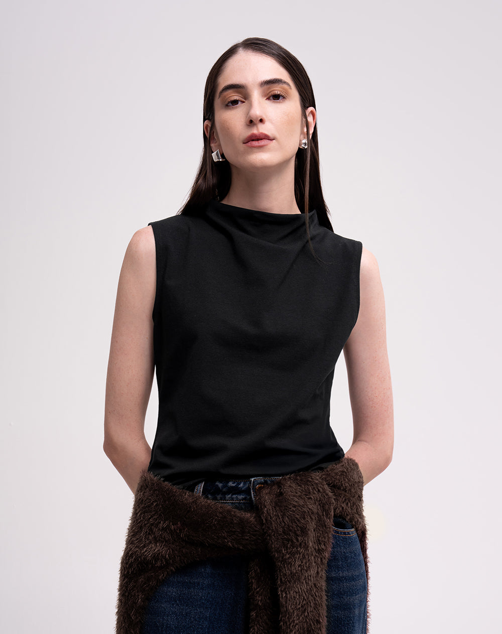 Camiseta slim negra mujer