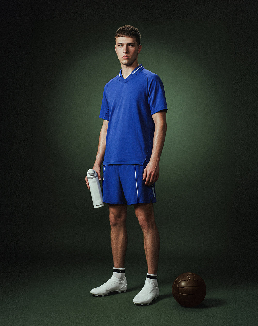Camiseta deportiva tipo polo control humedad azul hombre
