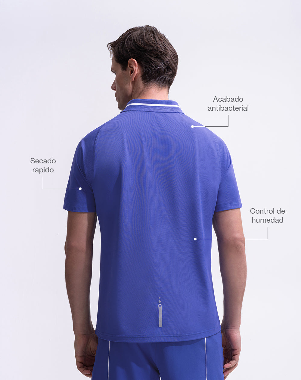 Camiseta deportiva tipo polo control humedad azul hombre