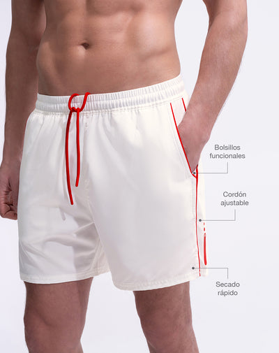 Pantaloneta deportiva con malla interna blanco hombre