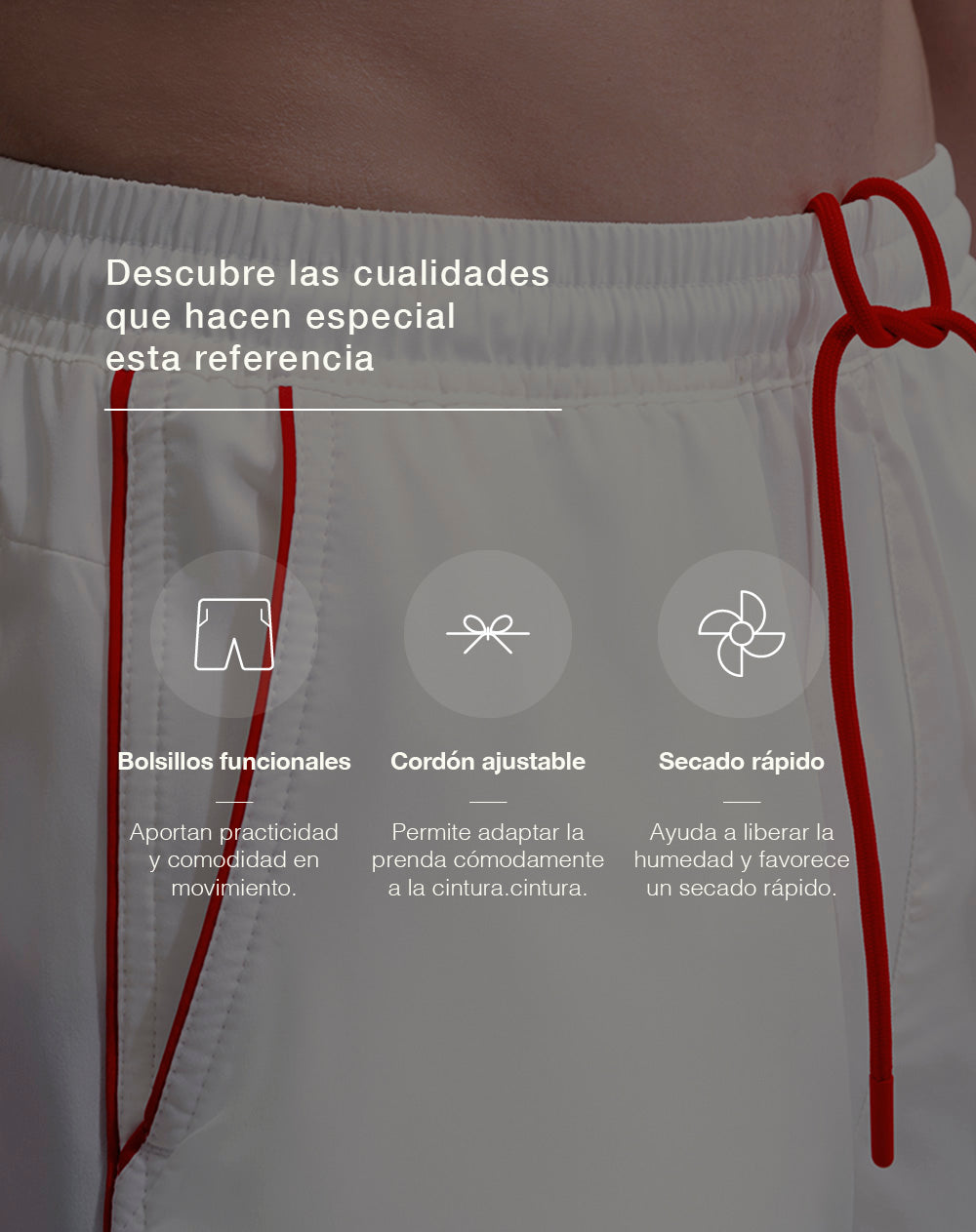 Pantaloneta deportiva con malla interna blanco hombre