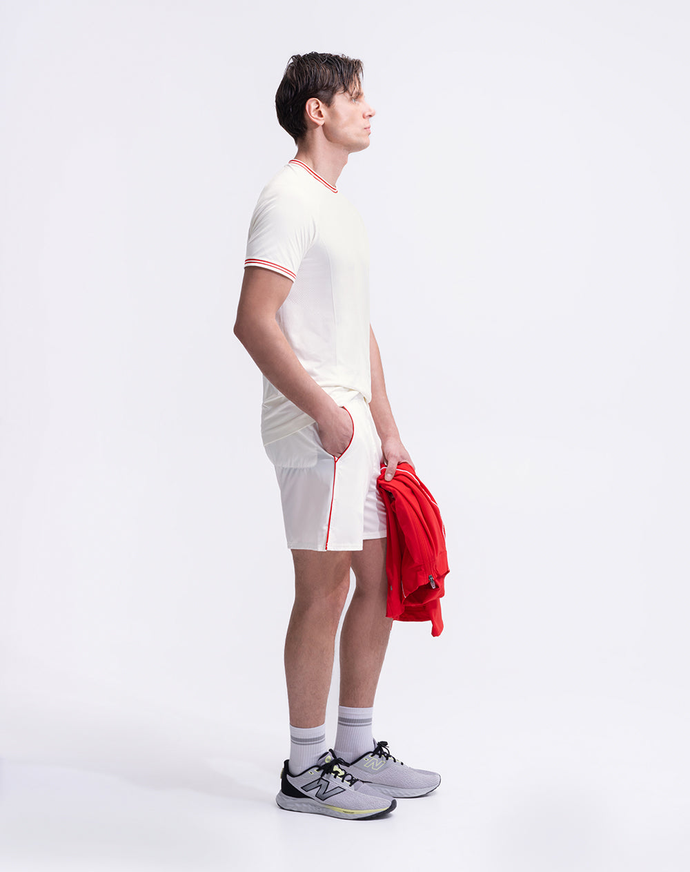 Pantaloneta deportiva con malla interna blanco hombre