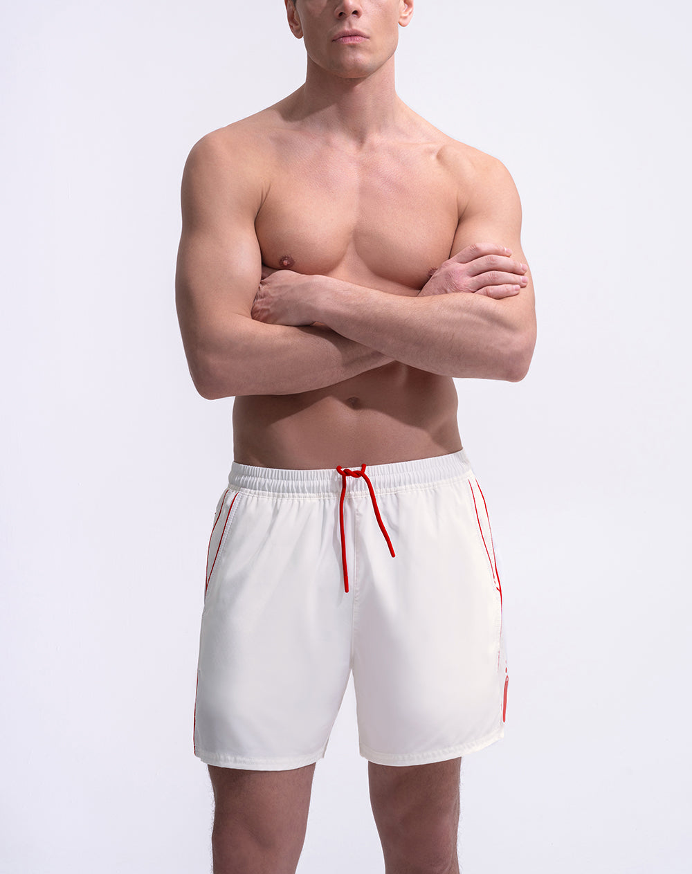 Pantaloneta deportiva con malla interna blanco hombre