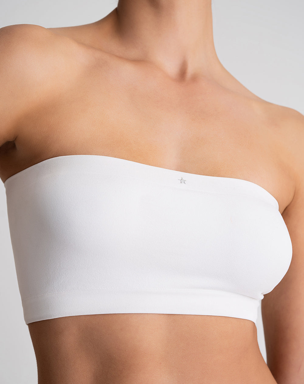 blusa strapless punto blanco