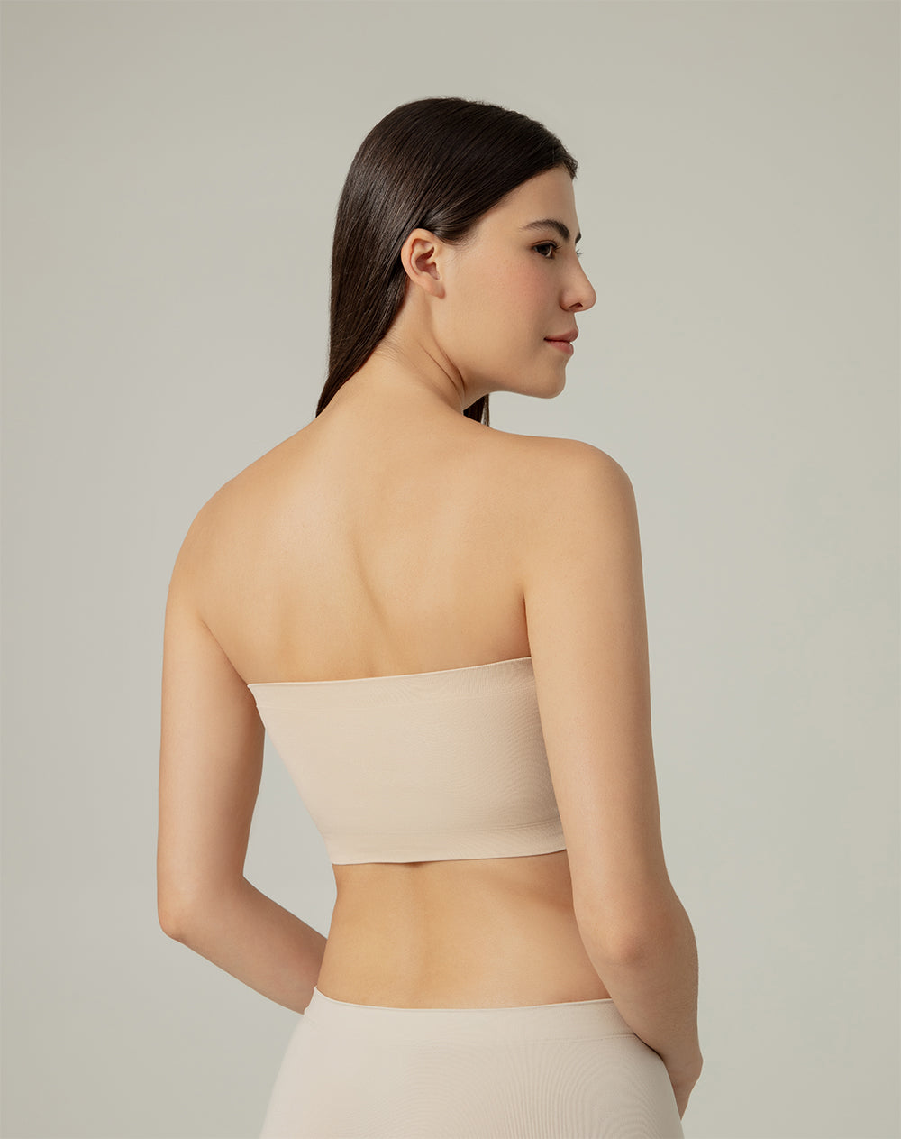 Top strapless soporte bajo sin costura habano