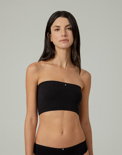 Top strapless soporte bajo sin costura negro