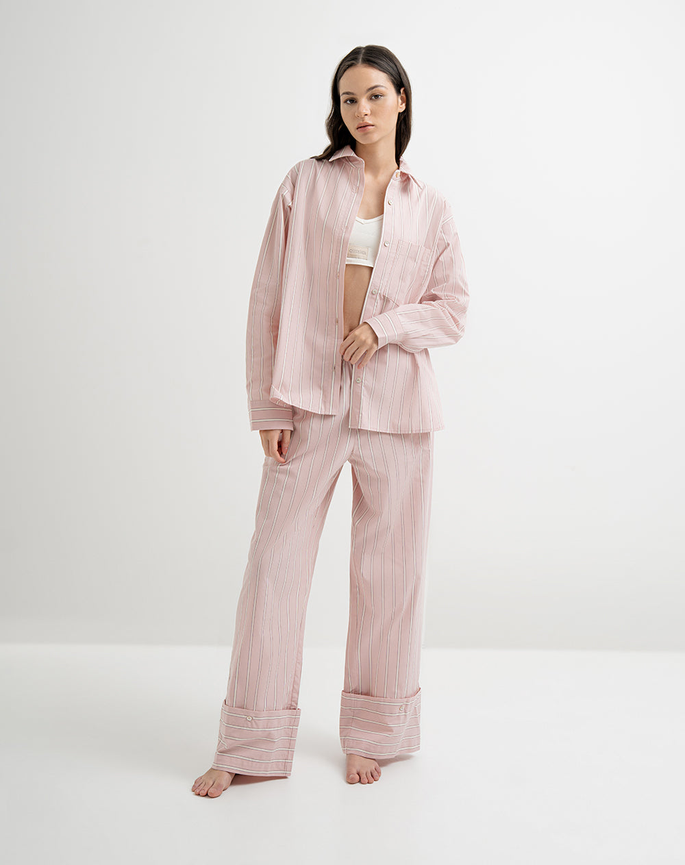 Camisa de pijama mujer algodón malva