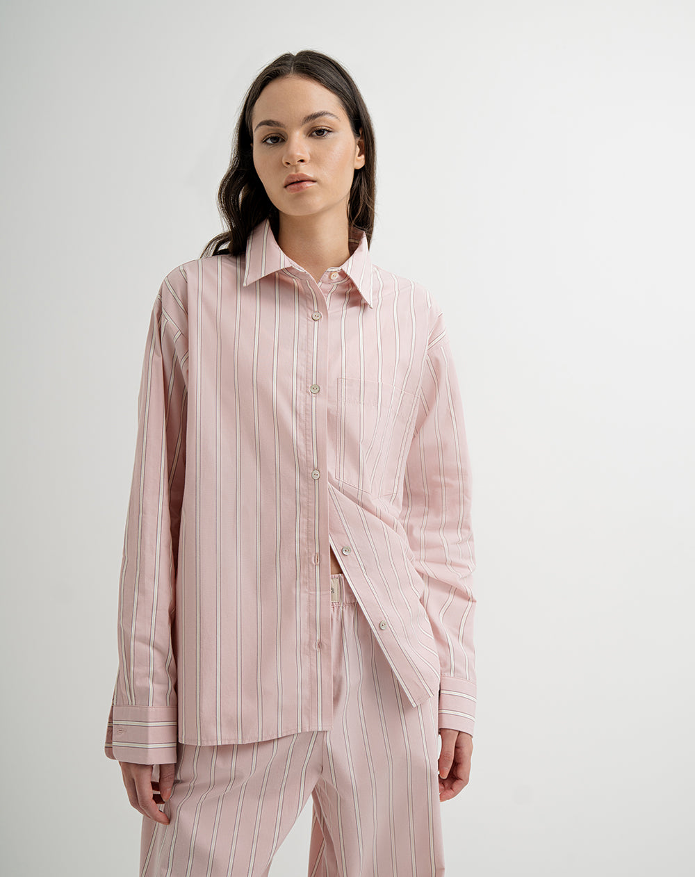 Camisa de pijama mujer algodón malva