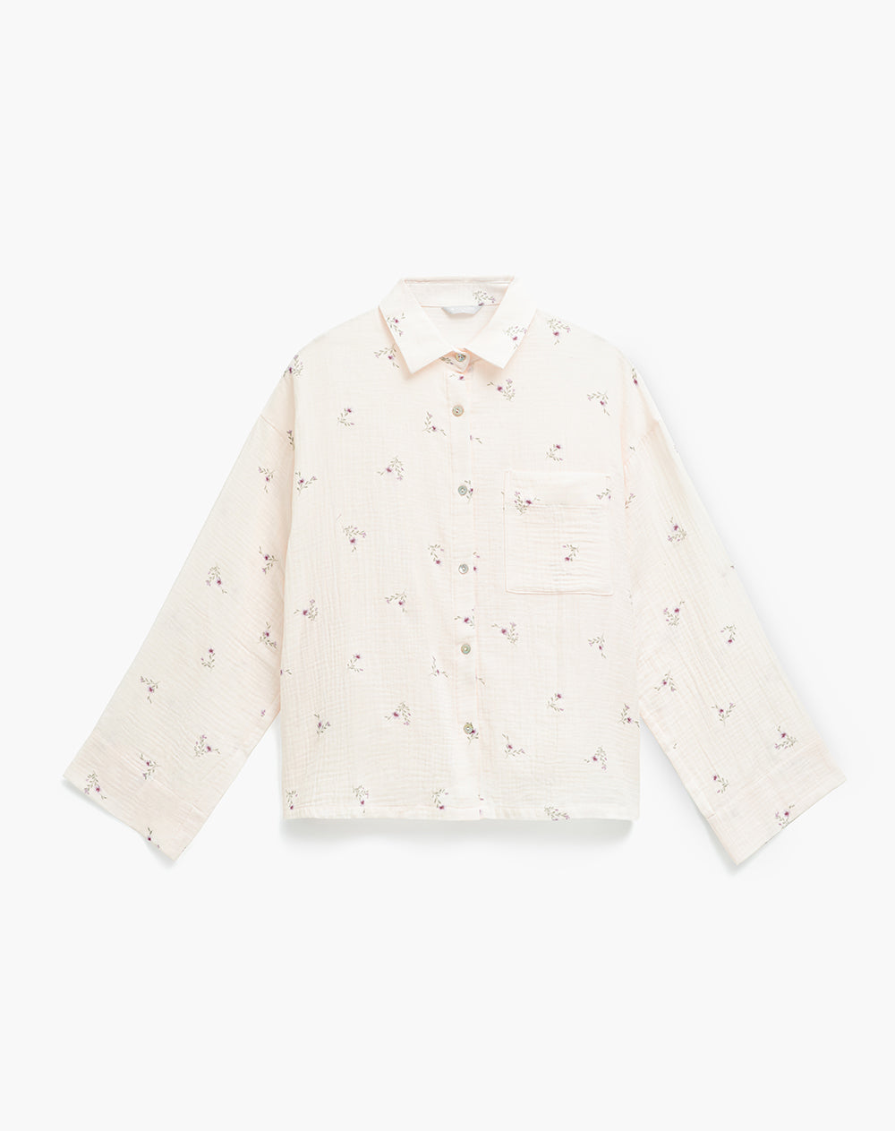 Camisa relaxed fit manga larga avena estampado