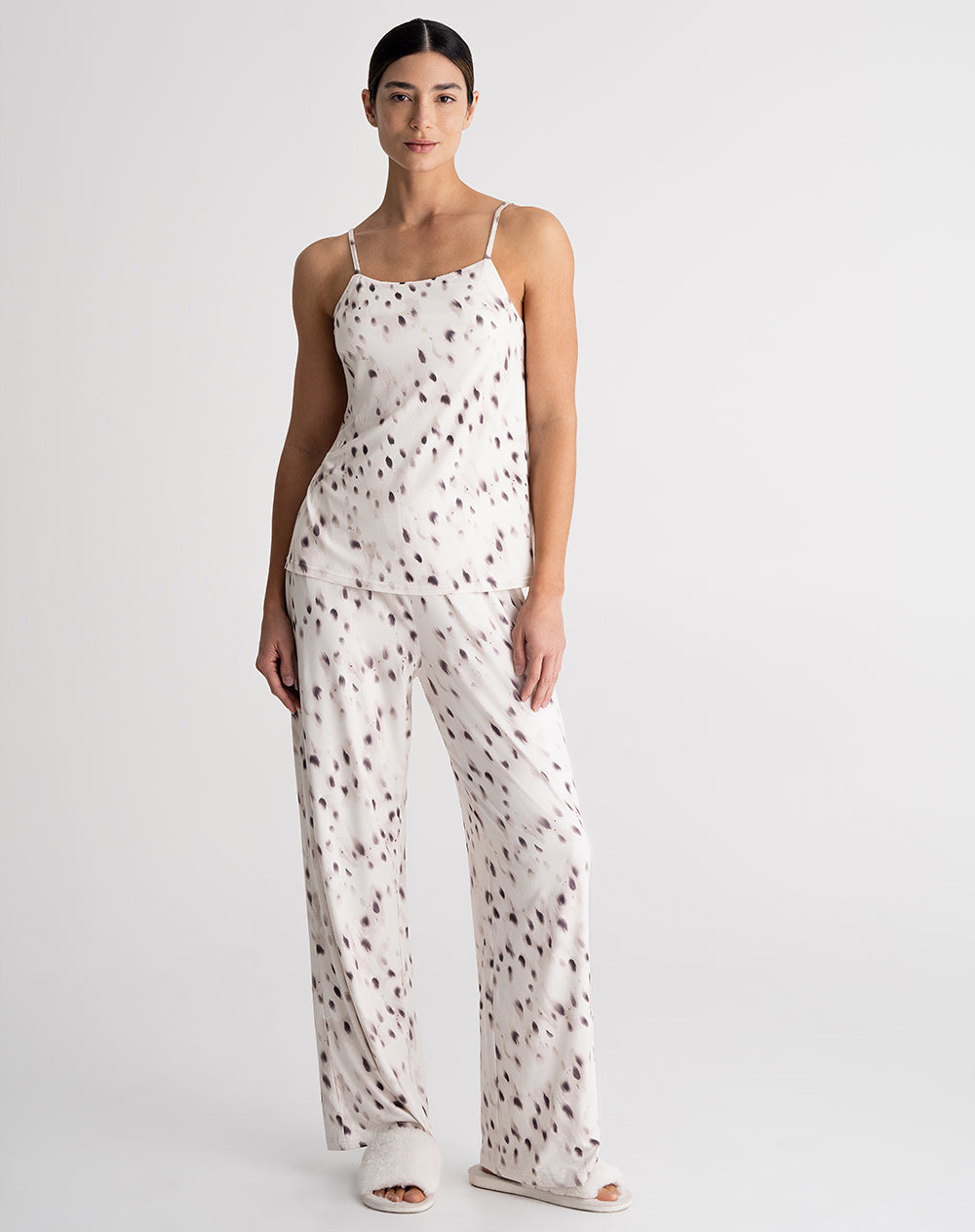 Blusa de pijama mujer tacto suave avena estampada