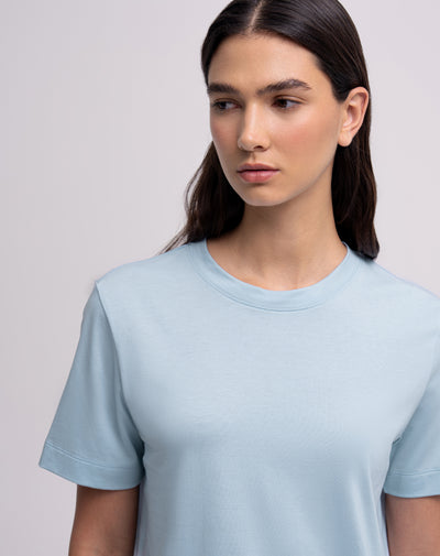 Camiseta regular manga corta azul mujer