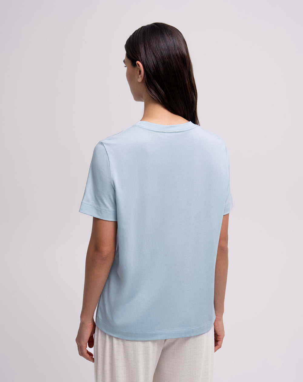 Camiseta relaxed manga corta azul mujer